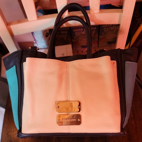 Sea By Chloe Cream and Black And Teal  Satchel - Picture 1 of 1
